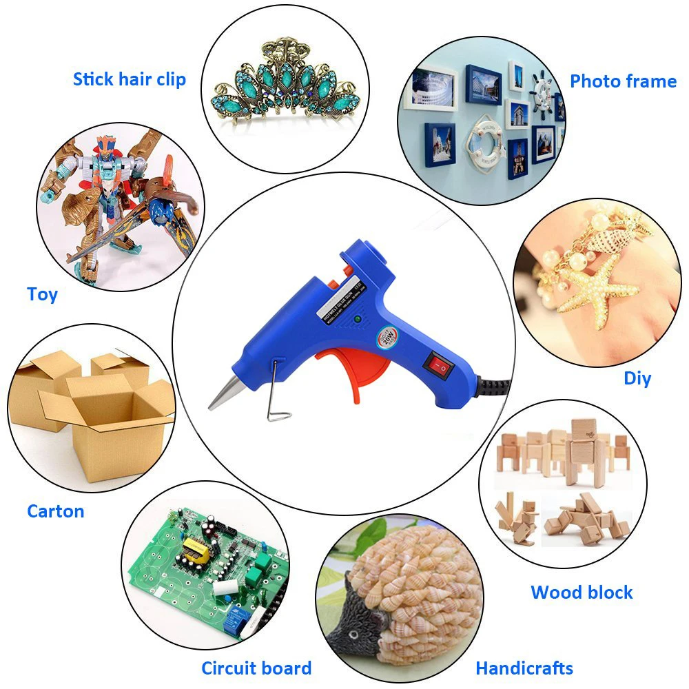 20W 110V-220V Hot Melt Glue Gun with 2Pcs / 10 Pcs 7mm Glue Stick Industrial Mini Guns Thermo Electric Heat Temperature Tools
