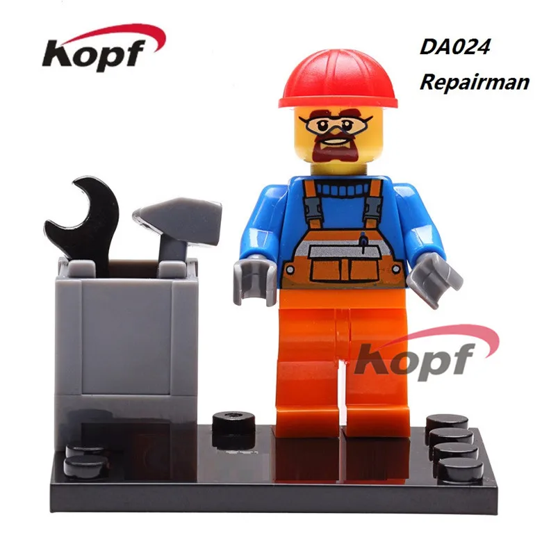 

Single Sale Firefighter Repairman Spiderman Walter Kovacs BB8 Police Super Heroes Model Building Blocks Children Gift Toys DA024