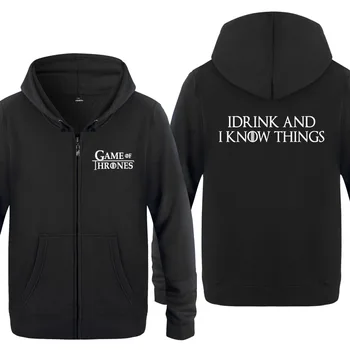 

Zipper Hoodies Men GAME OF THRONES I DRINK AND I KNOW THINGS Letter Mens Hoodie Fleece Long Sleeve Man's Jacket Sweatshirt Coat