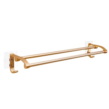 

Hot Wall-Mounted Bathroom Hanger Double Pole Towel Bars Aluminum Alloy Towel Holder Towel Rack for Bathroom Household Organi