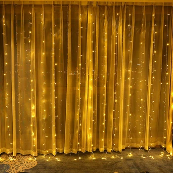 

3*3M 300 Lights Curtain Fairy Lights Party Decor USB Power Remote Control String Lights Party Garden Home Wedding Decor