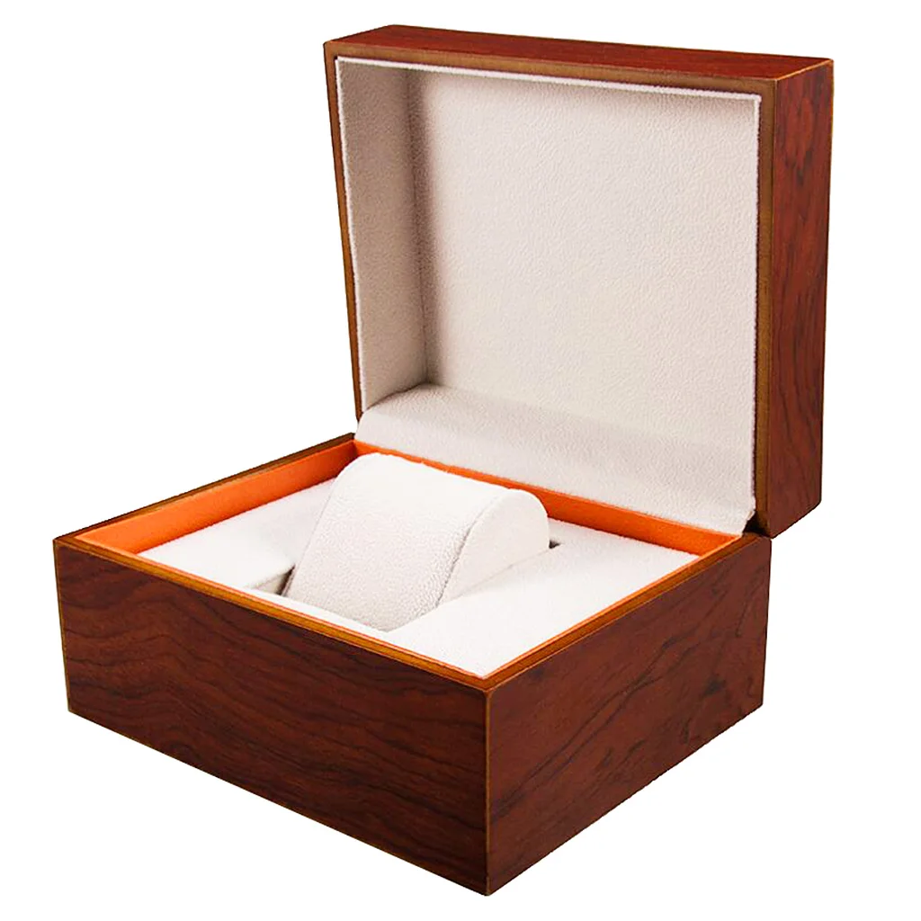 

Luxury Orange Wooden Wrist Watch Presentation Box Case Storage Organiser Gift Men