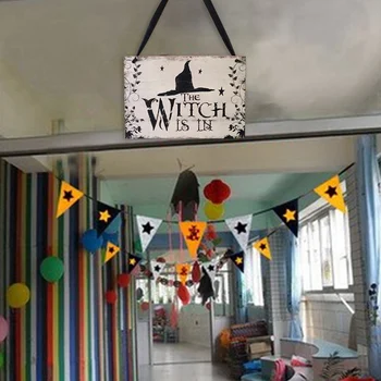 

Witch Hat The Witch Is In Hanging Wooden Blackboard Chalkboard Message Sign Home Decor Happy Halloween Decoration