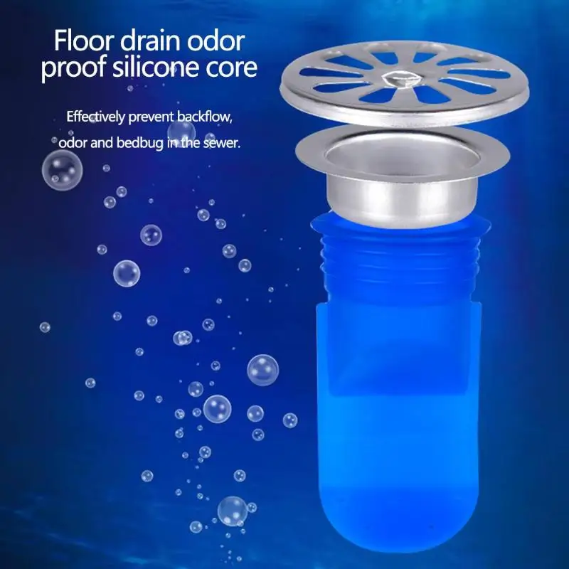Silicone Floor Drain Kitchen Bathroom Sink Strainer Waste Plug Hair Filter