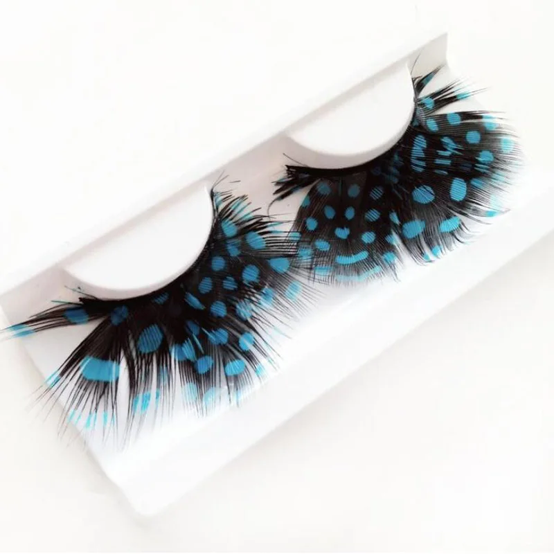 1 пара точечных перьев накладные ресницы персонализированные длинные полосы перо пятно поддельные ресницы для наращивания косметические инструменты - Цвет: Blue Spot