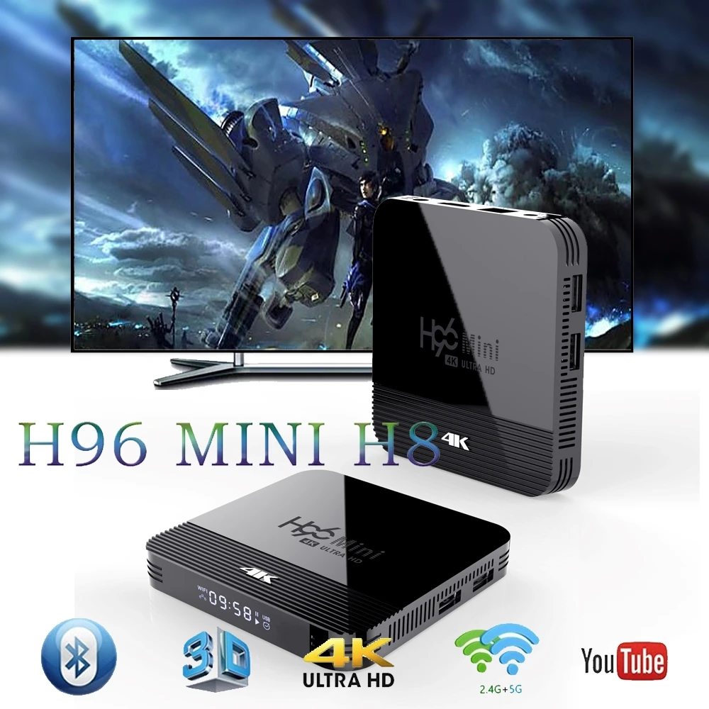

Smart TV Box Android 9.0 H96 Mini H8 3D RK3228A Quad-core A7 2.4G/5G Wifi BT4.0 HD Set Top Box Youtube Media Player