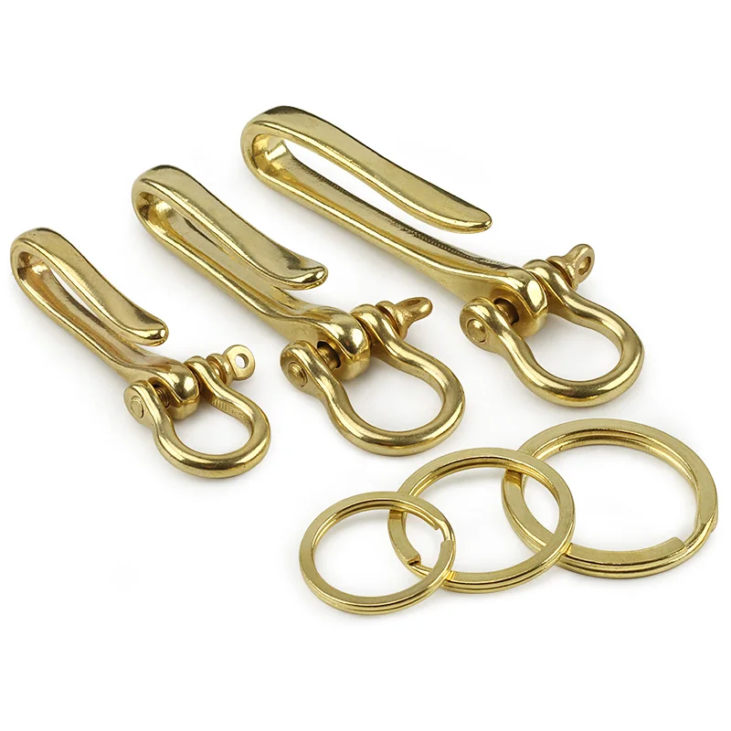 

Solid Brass Metal Belt U-shape Hook with D Bow Shackle Keychain Key Ring Hook Buckle