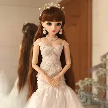 1/3 Bjd кукла 60 см 18 кукла на шарнирах зеленый глазок с белым свадебным платьем элегантная Кукла реборн невесты игрушка для нового свадебного подарка