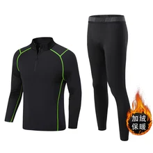 

Men's Clothing Winter Thermal underwear Fleece Warm Jogging Compression Sportswear Fitness Long Top leggings Black Tracksuit