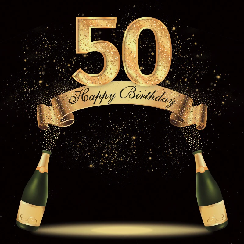 Laeacco Gold 50 40 60 70 80th Birthday Party Customized Poster Beer Celebration Photo Backdrop Photography Background Photocall