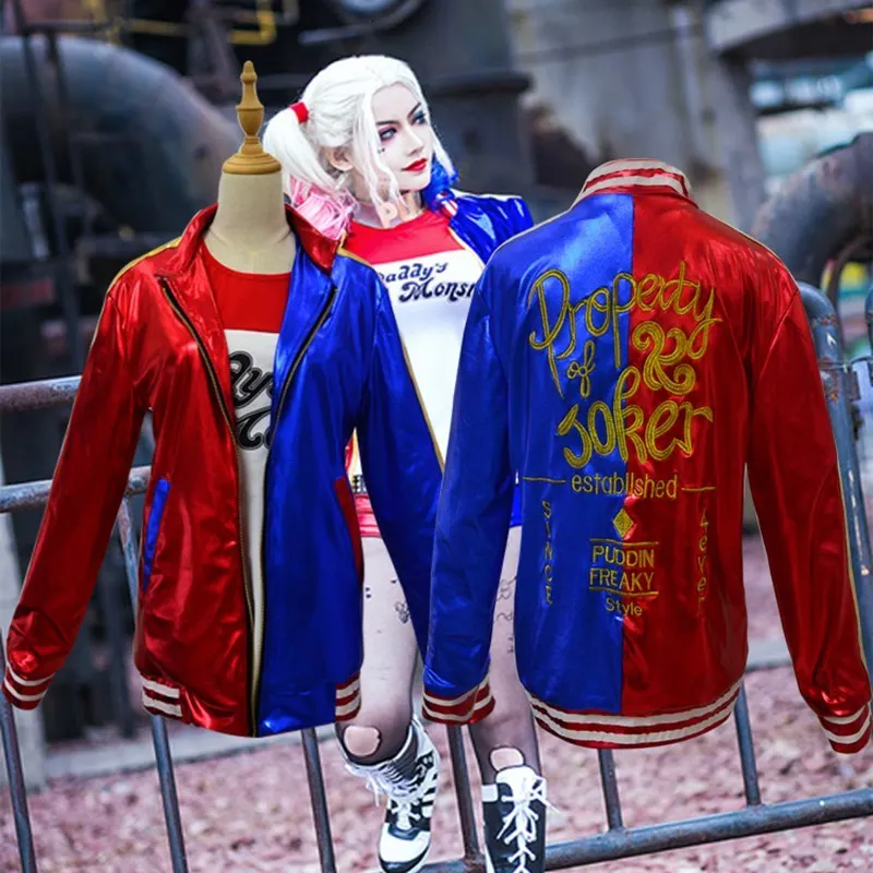 Женский костюм для косплея Harley Quinn самоубийцы куртка на Хэллоуин футболка с