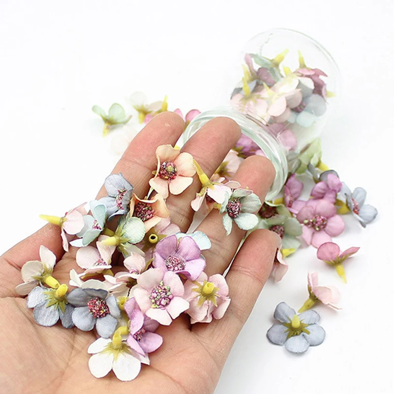 50&100pcs Mini Silk Multicolor Daisy Artificial Flower Heads For Wedding Wreath Scrapbooking DIY Gifts Candy Box Home Decoration