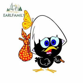 

EARLFAMILY 13cm x 10cm For Calimero Black Chiken Car Stickers Air Conditioner Decal Motorcycle Waterproof Windows Decoration