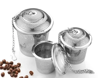 

3 Sizes Silver Reusable 304 Stainless Mesh Herbal Ball Tea Strainer Teakettle Locking Tea Filter Infuser