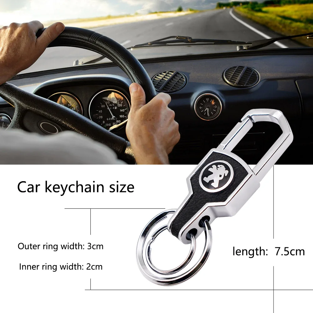 

Alloy Metal Car KeyChain KeyRing Holder Buckle Ornament Accessories For PEUGEOT 107 108 206 207 308 307 407 508 2008 3008 RCZ