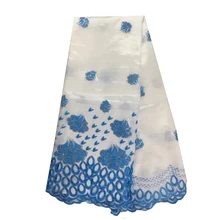 Африканская ткань для свадебного платья, 5 ярдов, индийское, высокого качества, с блестками, шифон, шелк