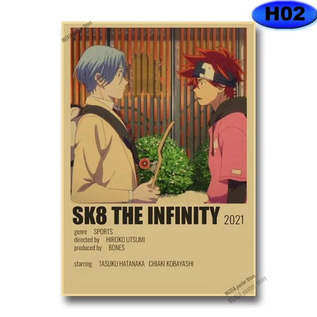 Vintage SK8 The Infinity Poster Kraft Paper Anime Posters Wall Stickers Home Decor Study Bedroom Bar Cafe Decoration Painting H02