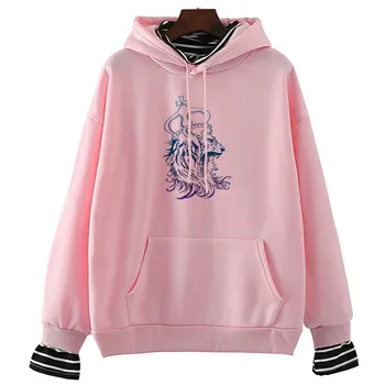 

King Lion New Harajuku Aesthetics Pullover Women Print Long Sleeve Tops & 90s Fashion Casual Couple Hoodie