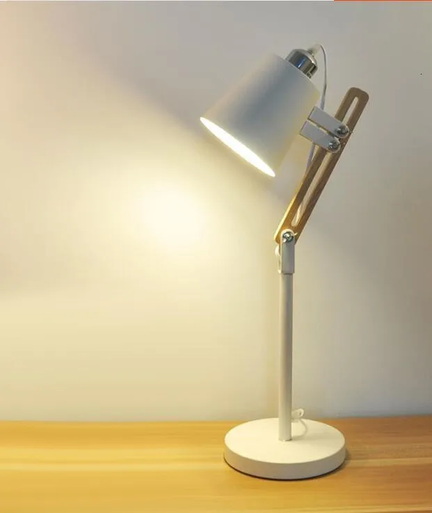 

New type top sale table lamp white nordic flexible wood desk lamp reading table light