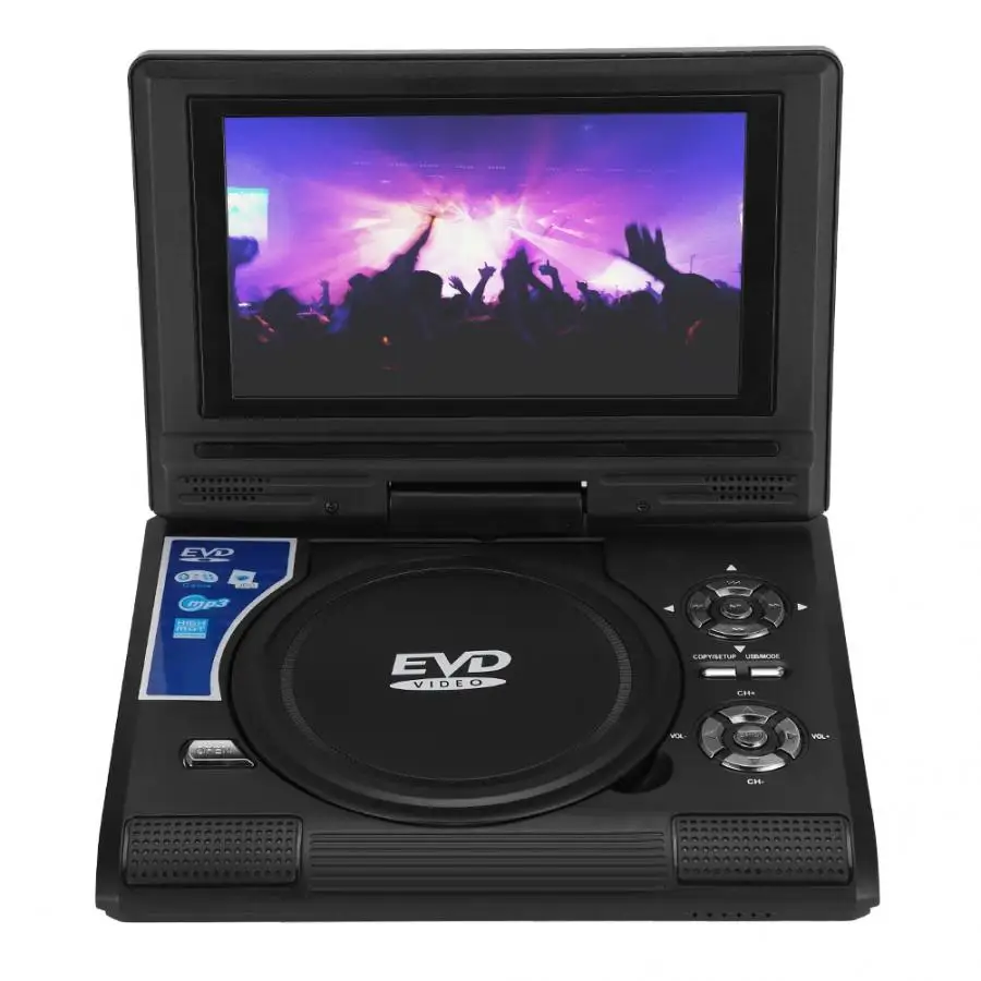 

dvd portatil 7inch Portable DVD DVD-RW CD CD-R/RW EVD VCD Player 100-240V with Remote Control lettore dvd