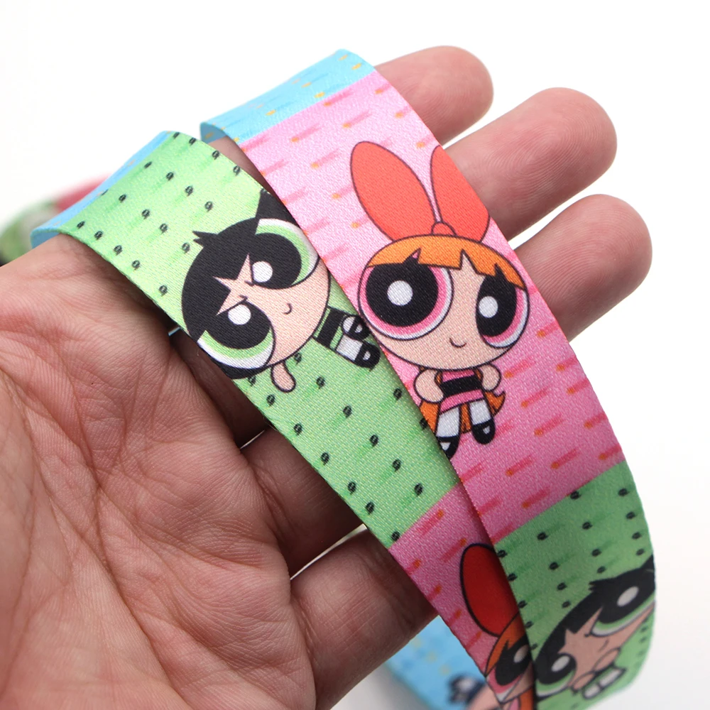 CA105 20 шт/партия Powerpuff девушки ремешки с анимационными персонажами шнурки ID значок шеи ремни веревка цепи ожерелье ювелирные изделия
