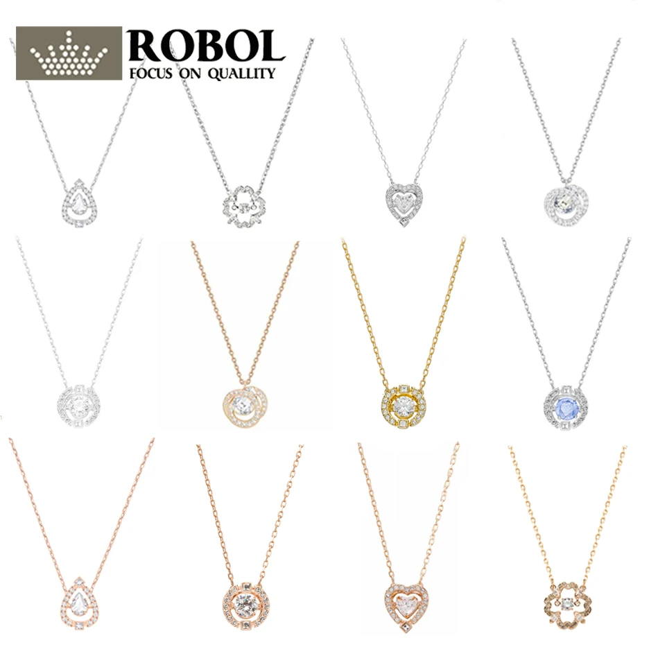 

High Quality 1:1 Original SWA DIY Jewelry Simple Modern Play Trend Classic Heart-Shaped Round Diamond Necklace.