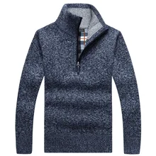 

New Men's Winter Thick Warm Knitted Pullover Men's Sweater Solid Color Fashion Turtleneck Sweater Half Zipper Warm Fleece Jacket