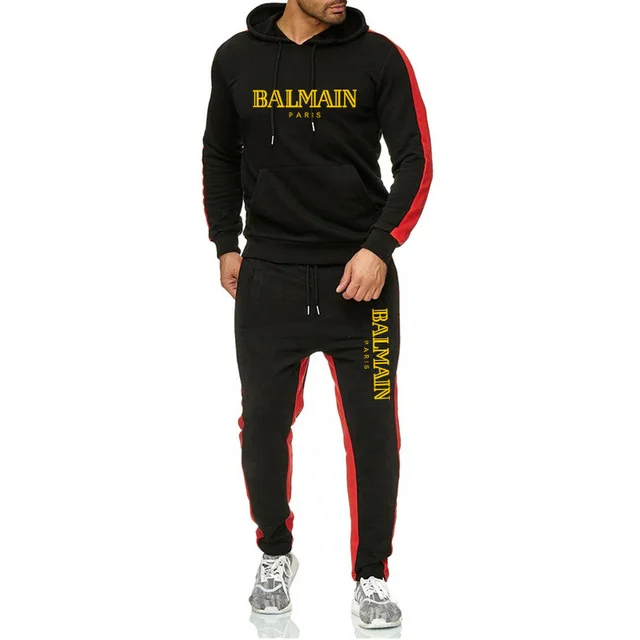 

Men's casual sportswear 2020 autumn and winter new hooded pullover men's thickened sports jacket + pants two-piece