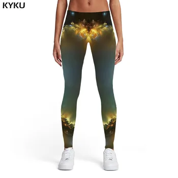 

KYKU Galaxy Leggings Women Flame Ladies Nebula Leggins Harajuku 3d Print Gothic Sexy Womens Leggings Pants Casual Fashion Funky