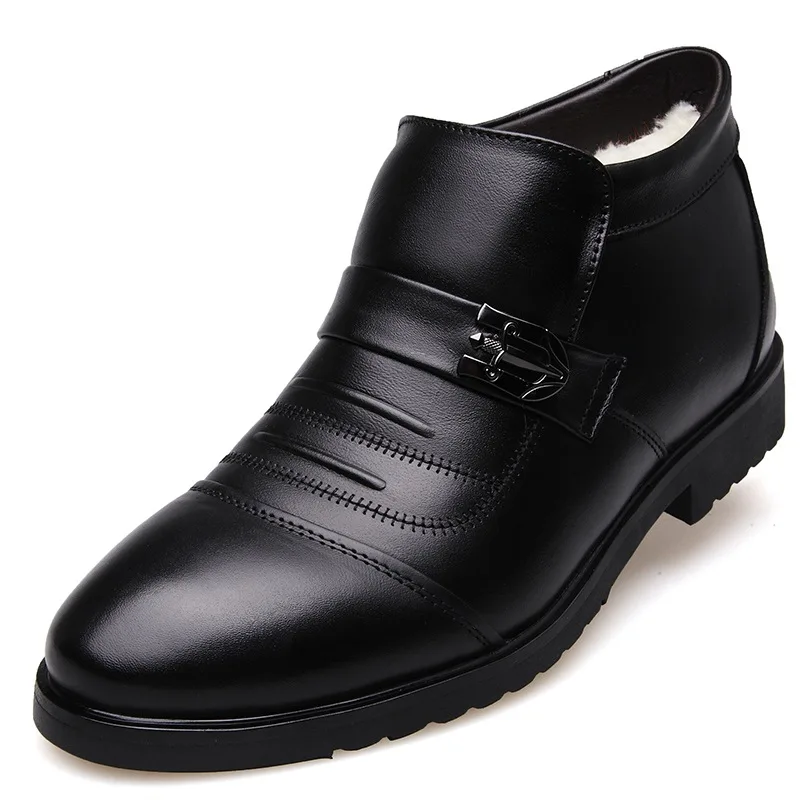 

100% Genuine Leather Winter Boots Men Cowhide Leather Chelsea Boots Warm Cotton Shoes Men Ankle Boots Brand Male Botas KA439