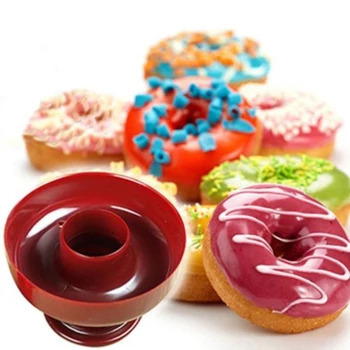 

1pcs New Round Donut Cake Mold Home Kitchen Cute Shape Fudge Bread Red Plastic Mold Kitchen Dessert Accessories Baking Tools