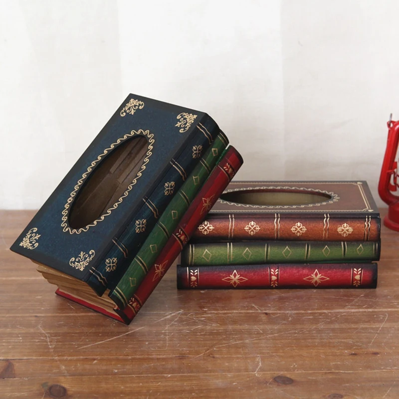 

Hot Sale Retro Style Continental Books Tissue Box Classic Book Shape Home Decoration Tissue Box