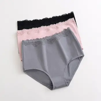 

Lace Cotton Antibacterial Large Size Women Underwear Panties High Waist Abdomen Hip Containment Middle Waist Seamless Underpants
