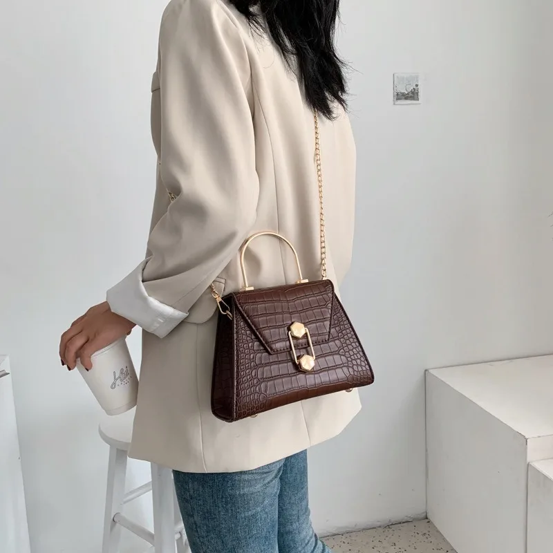  Stone Pattern PU Leather Crossbody Bags For Women 2019 Small Totes With Metal Handle Lady Shoulder  - 4000177840088