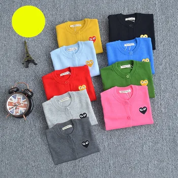 

Spring summer and autumn children's love embroidery cardigan pure cotton knitted Kids girl and boy air condition Top TP19033