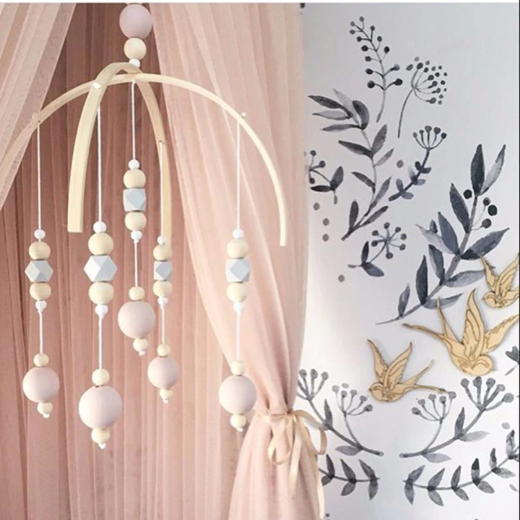 

Decorative Wind Chime Baby Rattle Mobile Toy Silicone Wood Beads Crib Toy Bed Hanging Newborn Wind Chimes