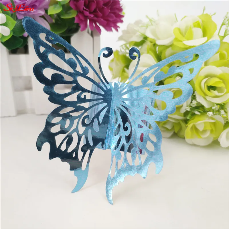 Bright Blue Кольцо для салфеток бабочка креативная выдолбленная салфетка Пряжка полотенце кольцо Рождество Свадьба Банкет для стола декор стола 7ZSH091 - Цвет: Bright Blue