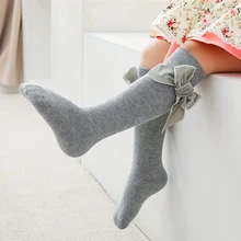 

1 Pair Winter Baby Girls Knee High Socks With Big Velvet Bows Girls Spring Cotton Princess Socks Children Leg Warmer 1-8Years