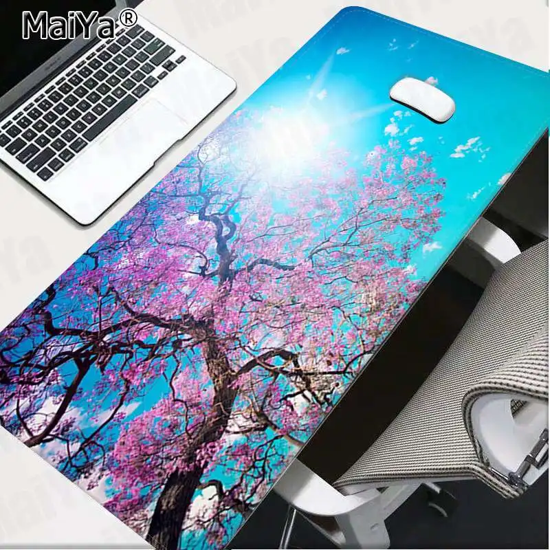 Lock Edge 40X90cm Maiya пользовательский кожаный коврик для мыши с изображением цветущей вишни и дерева,, большой коврик для мыши, коврик для клавиатуры - Цвет: Lock Edge 40X90cm