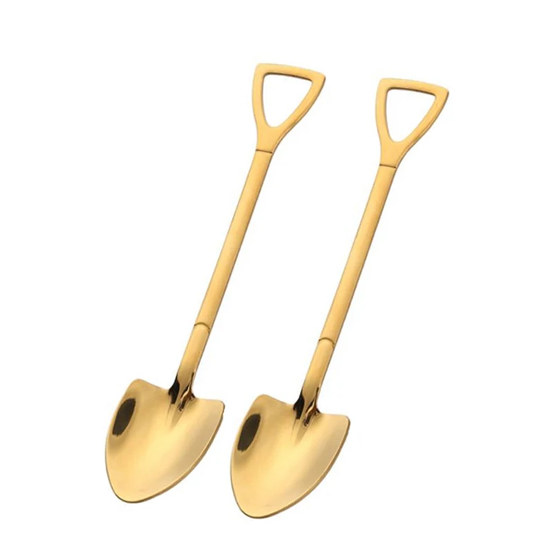 Description Picture 3 of item2PC Coffee Spoons Cutlery Set Stainless Steel Retro Iron Shovel Ice Cream Spoon Scoop Creative Spoon tea-spoon Fashion Tableware
