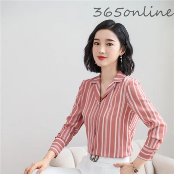 

Ladies Fashion Striped Long Sleeve Casual Blouses Shirts Women Office Work Wear Blouse Spring Autumn OL Styles Tops Clothes