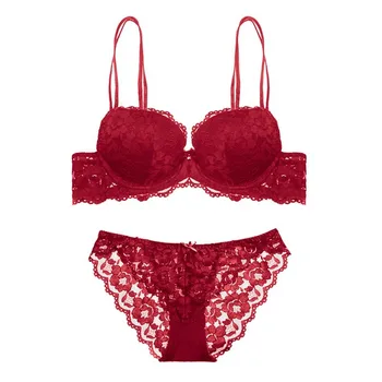 

Sexy Womens Lace bras Embroidery Push-up Bra Set Wire Free Padded Lingerie underwear women