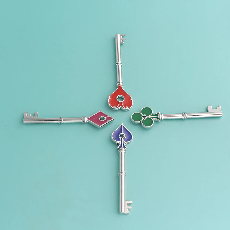 Game Residents Evils Keychain Set RPD Square Plum Heart Key Police Playing Cards Badge Pendants Keyring For Men Cosplay Jewelry