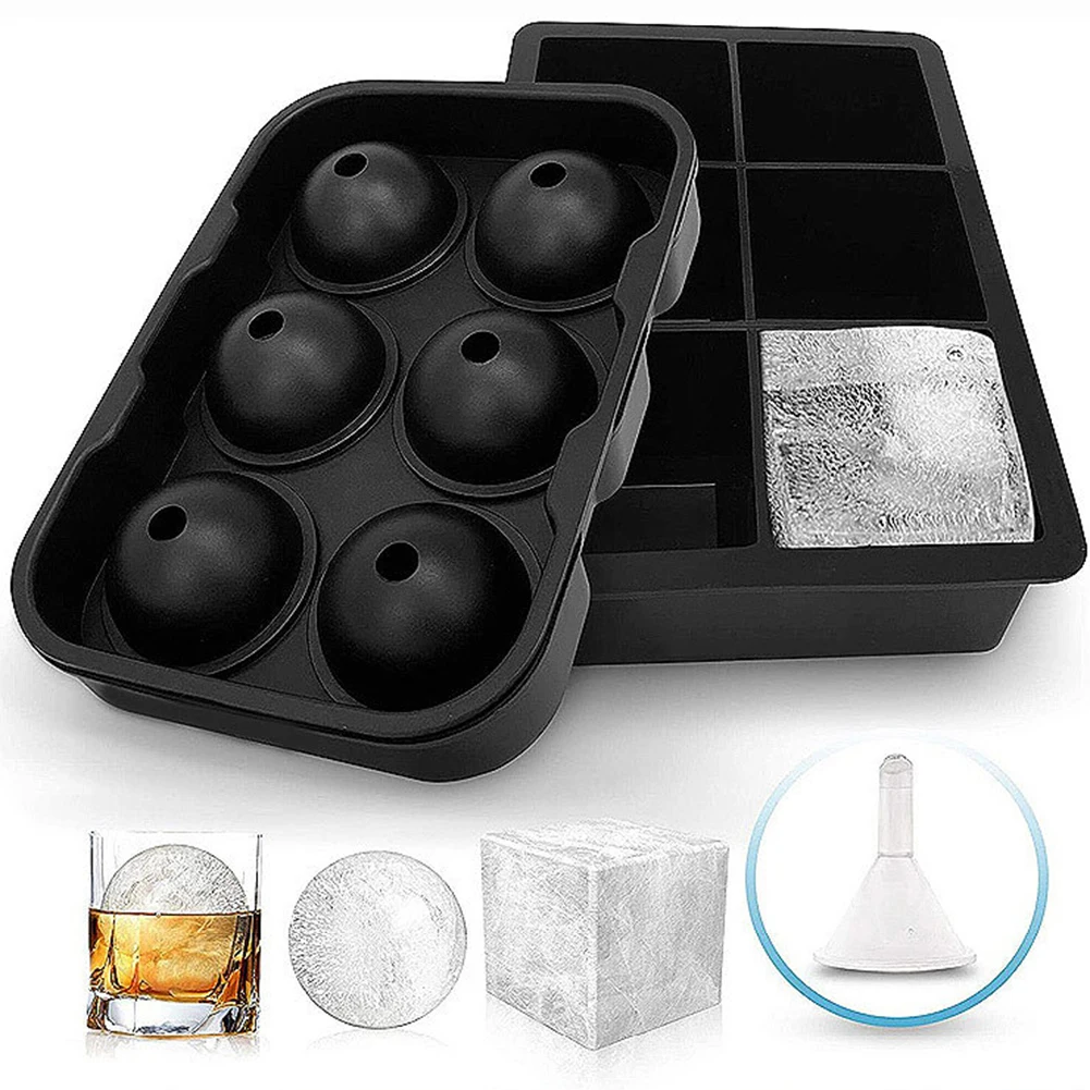 Whiskey Cocktail Big Ice Cube Tray 6 Holes Form Round Shaped Ball Maker Silicone Mold Bar Drop Shipping | Дом и сад