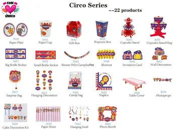 

Conunico Circus Carnival Birthday Party Funny Acrobatics Clown Favor Supplies Festival Topper Decor Party Disposable Tableware