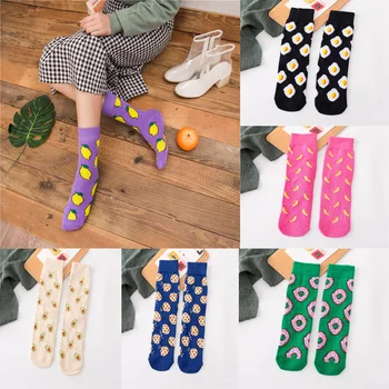 

Donuts Funny Socks Fashion Banana Lemon Cookie Women's Socks Japanese Harajuku Hip Hop Cotton Socks Cute Socks Printed Socks