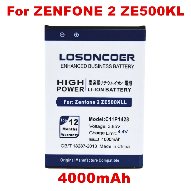 

LOSONCOER 3950mAh C11P1428 Battery For Asus Zenfone 2 ZenFone2 Laser 5" ZE500KL ZE500KG Z00ED Battery