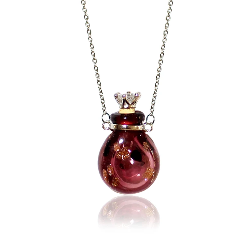 

1PC Murano Glass Perfume Necklace Essential Oil Diffuser Bottle Jewelry Necklace Stainless Steel Chain Necklace for women