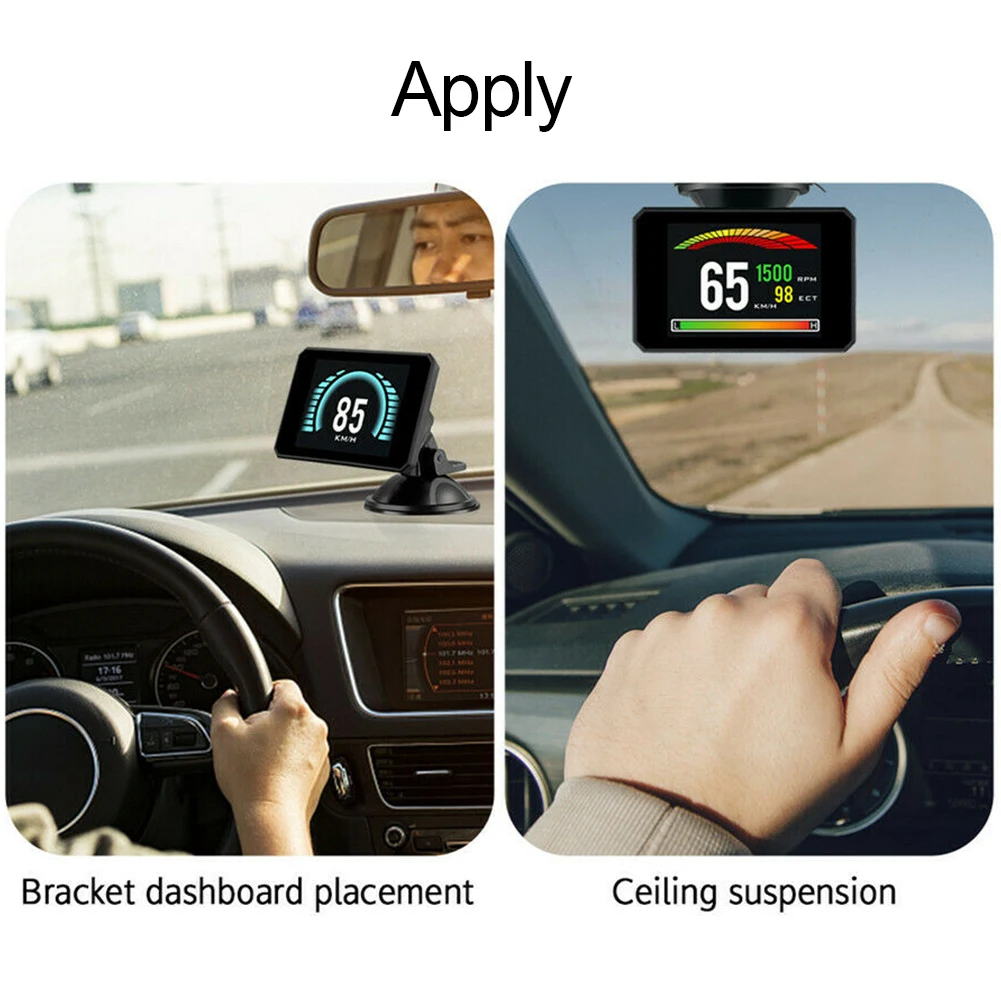 

P16 OBD2 Clock Multifunctional Universal Speed Alarm Smart Digital Car Water Temperature Meter Head Up Display Odometer Accurate