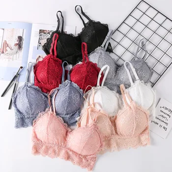 

Women Crop Top Lace Bralette Padded Underwear Sexy Crop Top Female Floral Lace Tank Top Camisole Femme